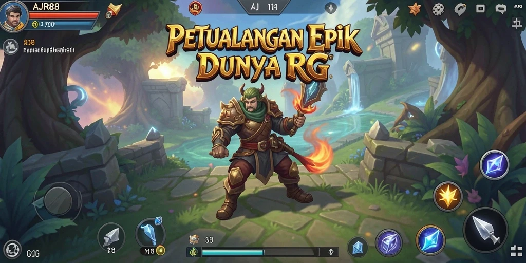 Tangkapan layar gameplay AJR88 menampilkan pertarungan epik dalam dunia RPG.