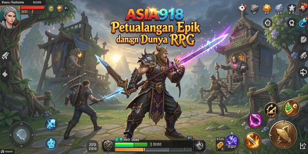 Screenshot ASIA918 menunjukkan aksi pertempuran seru dalam dunia RPG.