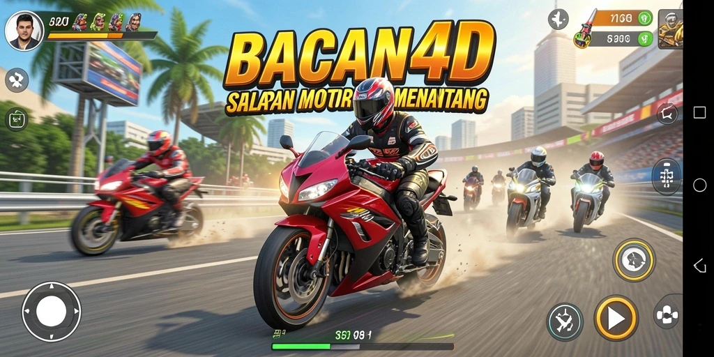 Tangkapan layar yang menunjukkan aksi balapan motor di BACAN4D.