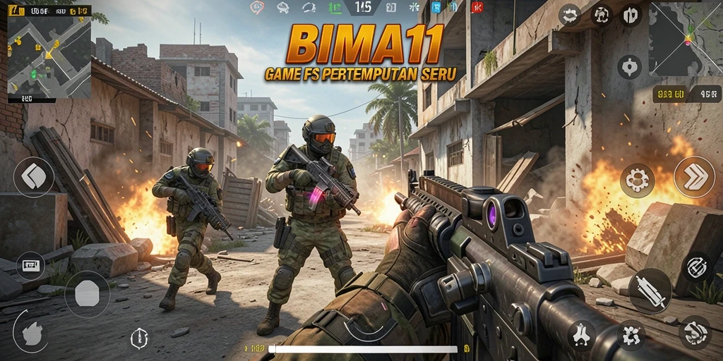 Screenshot BIMA11 menampilkan aksi tembak-menembak yang intens dan grafis yang menakjubkan.