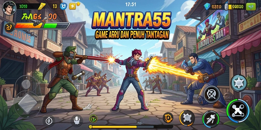 Tampilan gameplay menarik dari MANTRA55 dengan aksi arcade yang mendebarkan.