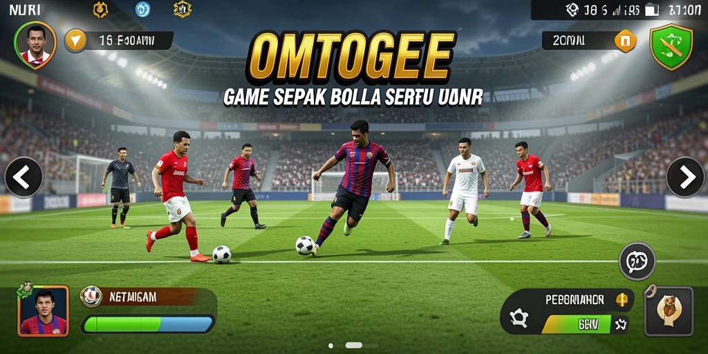Screenshot menunjukkan pertandingan sepak bola yang intens di OMTOGEL.