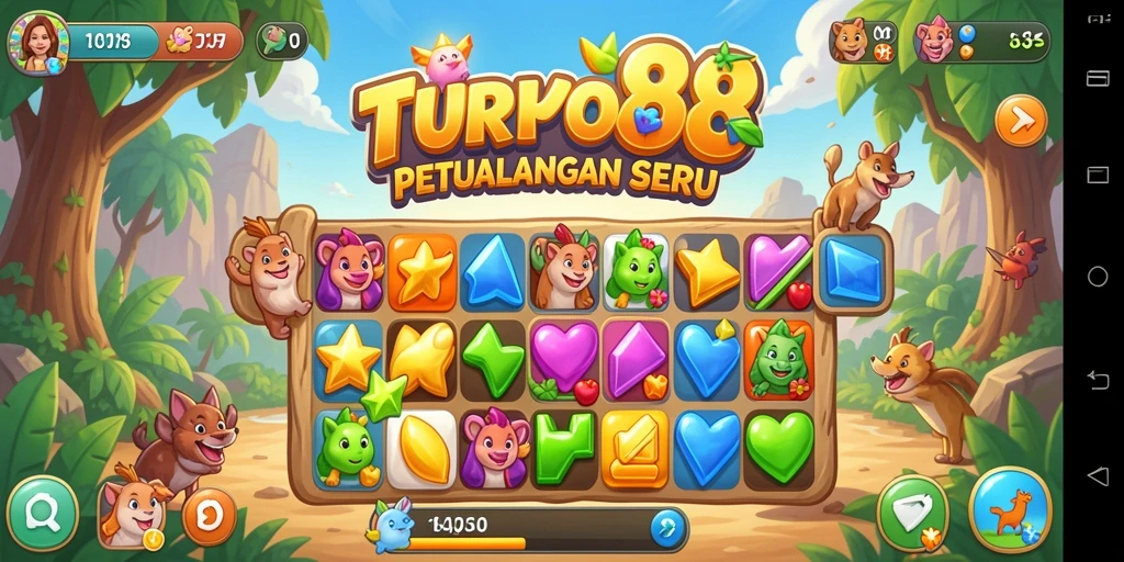 Tampilan gameplay seru TURBO88 dalam permainan Match-3.